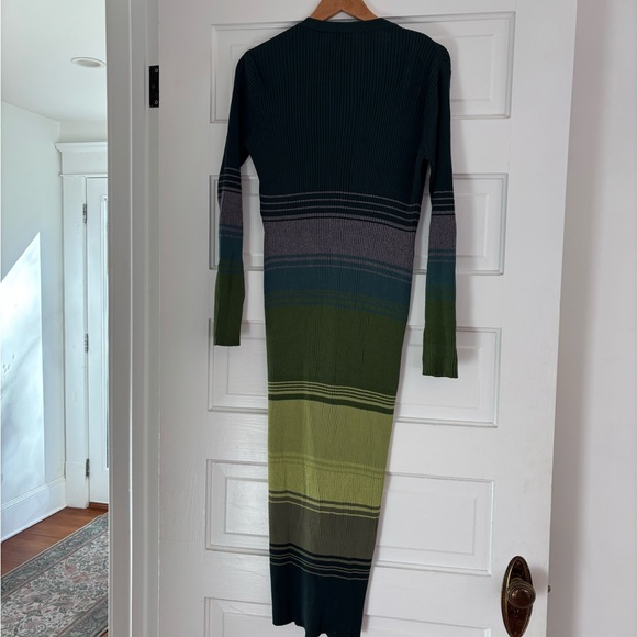 STAUD Shoko midi sweater dress in Pine Forest green stripe - Picture 3 of 7